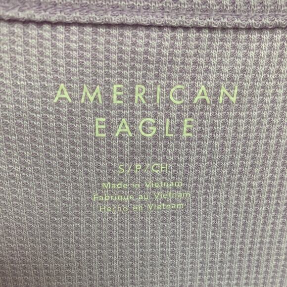 2 New American Eagle Womens Small Button Up Waffle VNeck Long Sleeve Lounge Tops - Picture 2 of 5